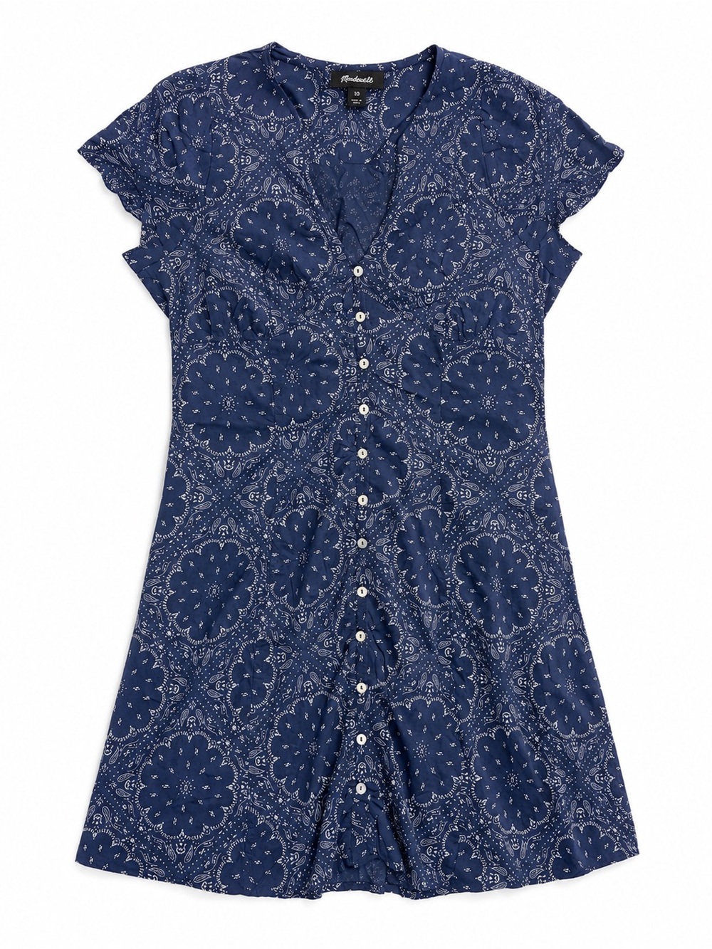 Madewell Bandana Print Button-Front Dress | Size 10 | Navy